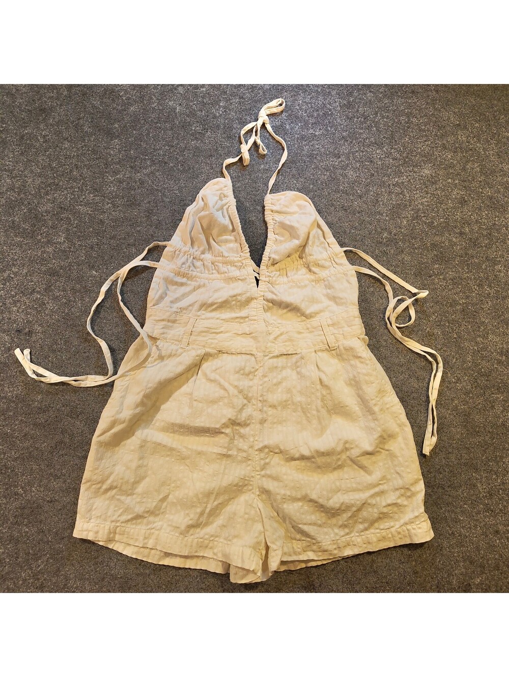 Free People Beige Cotton Linen Halter Romper Playsuit Size Medium M
